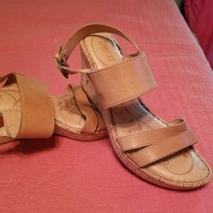 NEW  leather BORN wedge sandals